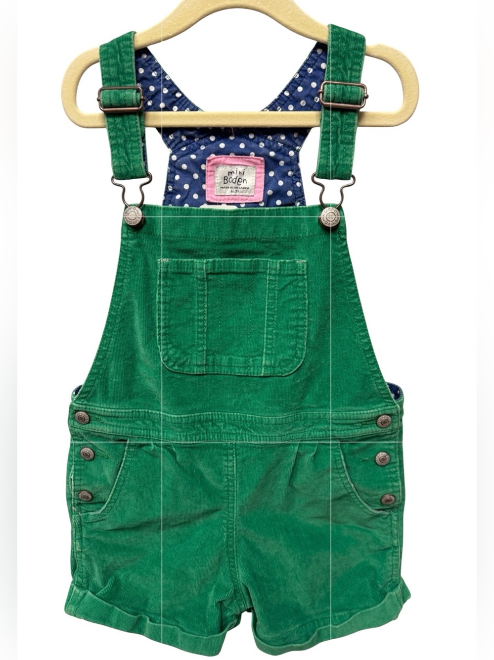 Mini Boden Green Corduroy Short Dungarees Overalls Girls 6-7Y